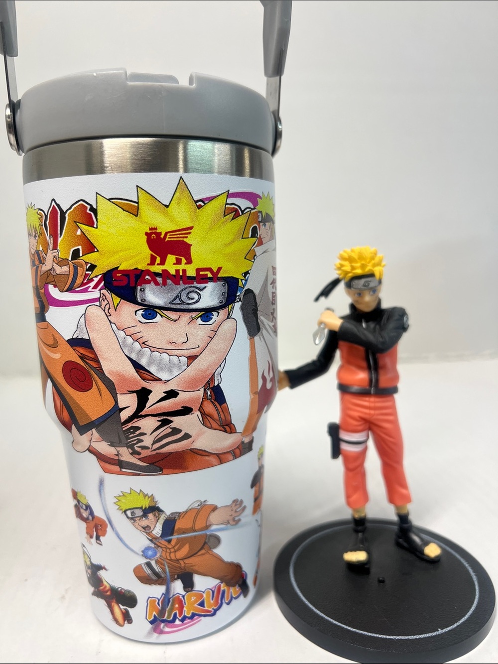 Stanley White Travel Tumbler with Orange and Yellow Naruto Art